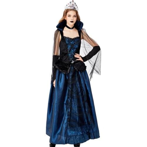 Cosplay Halloween Carnival purim blue enchantress court dress Queens Palace luxury Earl dress witch Vampire Princess costume