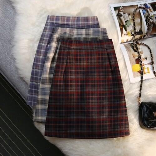 Plaid Mini Korean Fashion Style Summer Skirts For Vintage Kawaii WomenS 2021 Clothes High-Waisted Skirt Harajuku