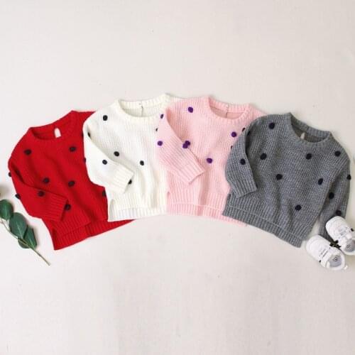 Autumn Baby Girls Knitted Sweater Plush Ball Design Kid Sweaters Long Sleeve Top Toddler Cotton Casual Sweater Costume Blouse4
