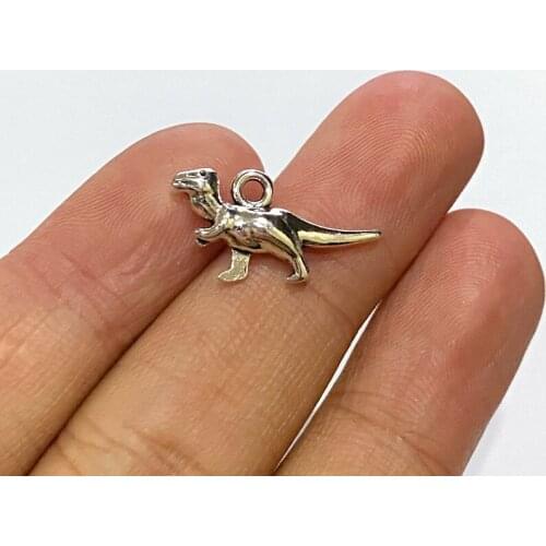 30pcs/lot Ancient Times Dinosaur Tyrannosaurus Charms Pendants Making DIY Handmade Jewelry Necklace Tibetan Silver Accessories