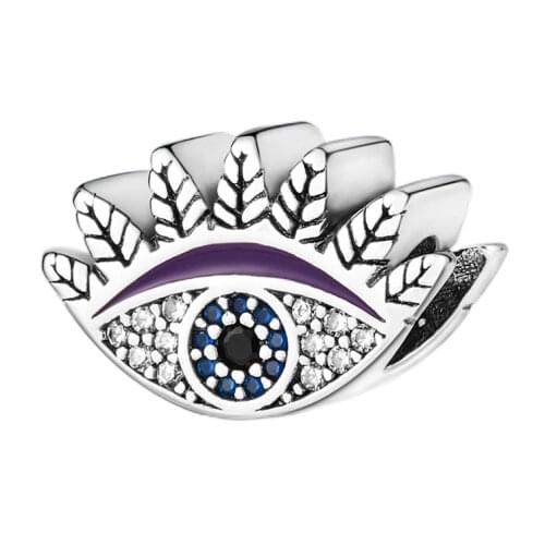 925 Sterling Silver Beads Protective Hamsa Hand Blue Zircons All-seeing Eye Charms Fit Original Pandora Bracelet Women Jewelry