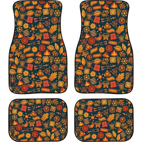 Boho Striped Car Floor Mats 4 Pcs Universal Fit for Suvs Trucks Sedans Vans For Golf VW Passat Bmw Peugeot Tesla Megane 2 Toyota