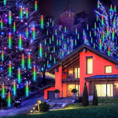 Falling Rain Lights 30cm 8 Tubes, Meteor Shower Lights, Strip Fairy Lights, Christmas Lights for Holiday Outdoor Home Eave Tree
