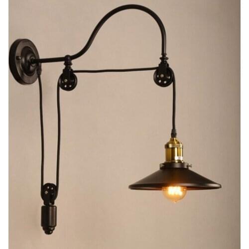 Industrial retro decorative lighting Lifting American wrought iron art wall lamp Living room bar Loft cafe wall lamp