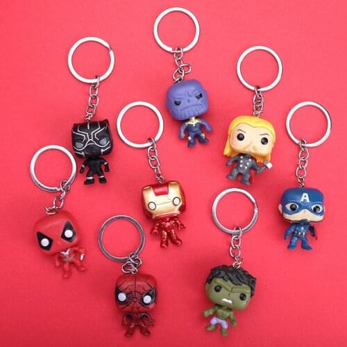 Marvel Q Edition series key ring sell like hot cakes iron Man Spiderman Thor doll keychain Boy cartoon bag pendant Doll toy