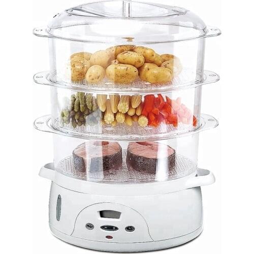 Factory Price GS Certificated High Quality 3 layer stainless steel 9L Electric food Steamer for Food cooker