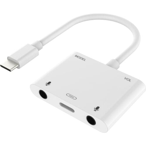 Sindvor USB C Digital KTV Sound Card Splitter Audio Adapter 3 in 1 Type C to 3.5mm*2 Audio Adapter with Fast Charger No Need APP