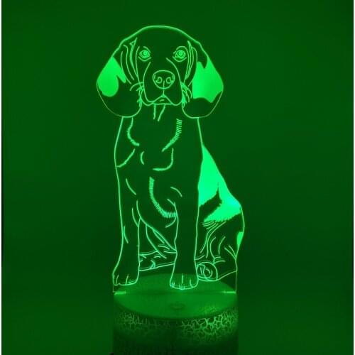 Led 3D Night Light Kids Atmosphere beagle Nightlight Bedroom with/without remote Illusion pet dog Lamp Child Xmas Gift