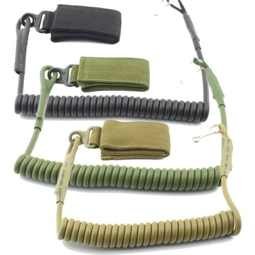 Tactical Pistol Handgun Sling Adjustable Telescopic Combat Sling Secure Lanyard Spring Sling with Magic Tape Belt