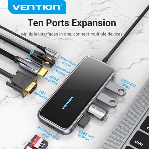 Vention USB C HUB Type-C to HDMI Multi USB 3.0 HUB Adapter Thunderbolt 3 for MacBook Pro USB-C 3.1 Splitter USBC HUB 10 in 1 NEW