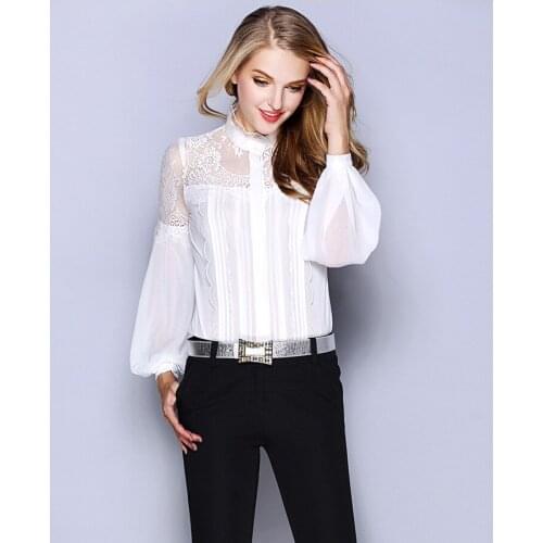 Spring 2016 new garment in Europe and the silk shirts spell bud silk cultivate ones morality high-end ms long sleeve shirts44