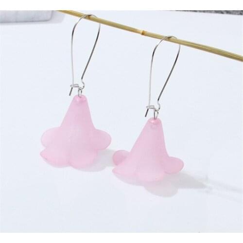 Vintage Flowers Long Earrings For Women Girls Elegant Lovely Transparent Morning Glory Earrings Fashion Jewelry Gift