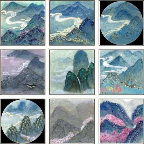 Vintage Chinese Mountains Birds Ink Painting Poster Canvas Print Painting Wall Art Living Room Home Decoration