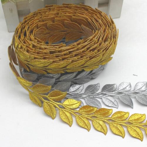 1 Yard Gold Cosplay Costume Braid Embroidered Lace Diy Applique Trims Iron On Gold and Sliver Metallic Lace 3.8CM