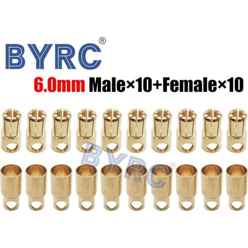 10Pairs 6.0 mm Banana Plug High Current ESC Battery Connector Adapter Spare Parts for RC Bota Car Aircraft
