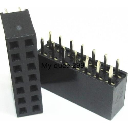 10 pcs 7P 2*7pin Female Double Row Straight Pin Pitch 2.54mm 2*7 Needle Header Strip Socket Connector