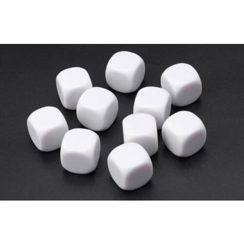 10Pcs Acrylic Rounded Corner 6 Sided White Blank Dice Mathematical Tools For Kid Educational Toys DIY Board Games