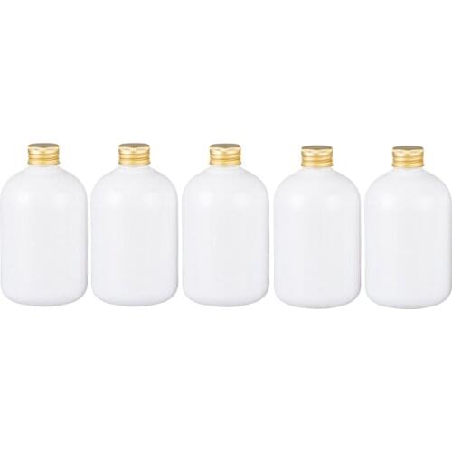 5 Pieces 350ml Plastic Shampoo Conditioner Liquid Soap Toiletries Bottles Shower Gel Lotion Cream Bottle Container Reusable