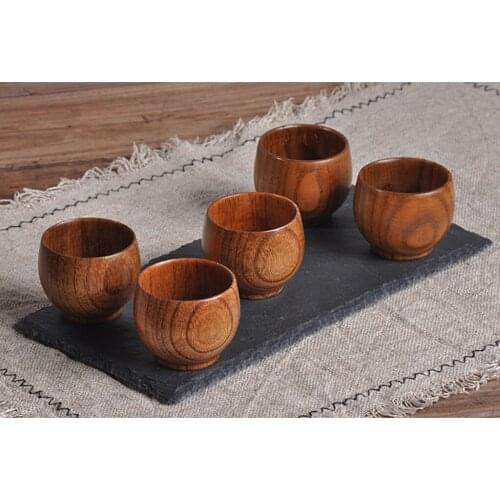 6x Mini Wood Tea Cup Wooden Teacup Coffee Beer Wine Mug Camping Picnic 50ML