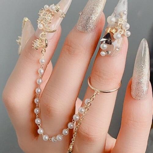 Nail Zircon Ornament vintage Style Shining Zircon Pearls Rhinestone Nail Tip Accessories 3D Metal Japanese Decoration for Beauty