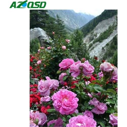 AZQSD 5D DIY Diamond Embroidery Nature Flower Mosaic Handmade Gift Diamond Painting Landscape Needlework Home Decoration