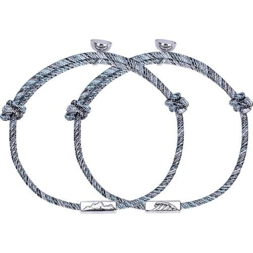 S925 Sterling Silver bracelet for men and women couple hand rope magnet men and womens bracelet simple fashion design