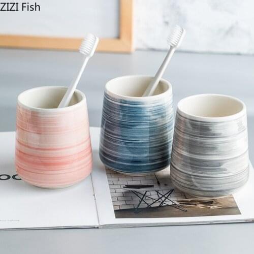 Northern Europe Light Luxury Ceramics Bathroom Toothbrush Holder Mouthwash Cup Creative Home Bathroom Supplies Toothbrush Cup