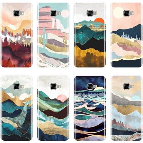 Back Cover For Samsung Galaxy C5 C7 C8 Soft Silicone Art Mountain Aesthetic Moon Phone Case For Samsung Galaxy C5 C7 C9 Pro Case