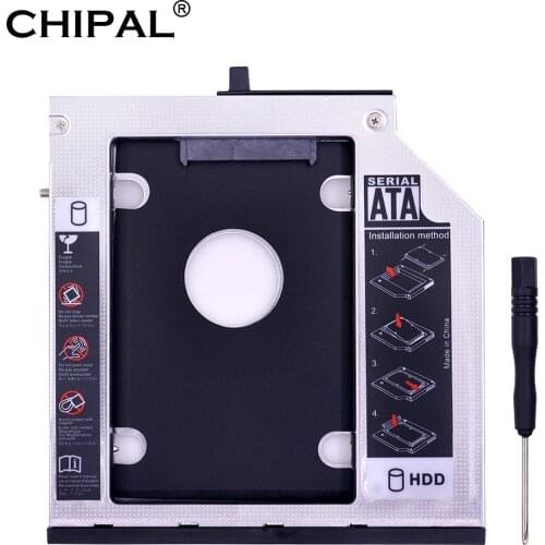 CHIPAL Aluminum SATA 3.0 2nd HDD Caddy 9.5mm for 2.5" SSD Case HDD Enclosure for Lenovo ThinkPad T400 T500 W500 T410 ODD CD-ROM
