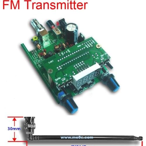 Dc 12V 88-108MHZ 0.5W BH1415F FM Radio PLL Stereo FM Transmitter digital display LED Module + 75cm Q9 Antenna audio signals
