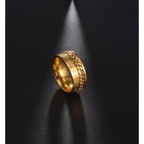 COOLTIME Punk Cool Men Ring Stainless Steel Viking Runes High Quality Spinner Chain Wicca Nordic Women Jewelry Gift Hiphop