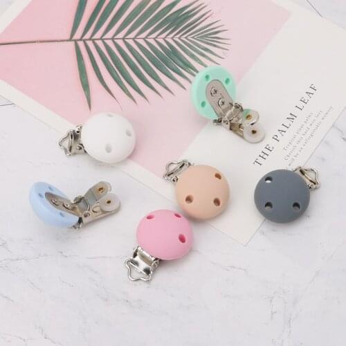 Baby Pacifier Clip Silicone Soother Teether Nipple Holder Round Soft Saliva Towel Clips Toys Buckle Newborn Nursing Supplies DIY