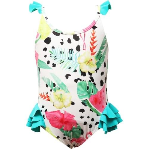 Toddler Baby Kids Girls Ruffles Watermelon Printed One-piece Swimsuit Swimwear Купальник Для Девочек Badpak Meisje 2021