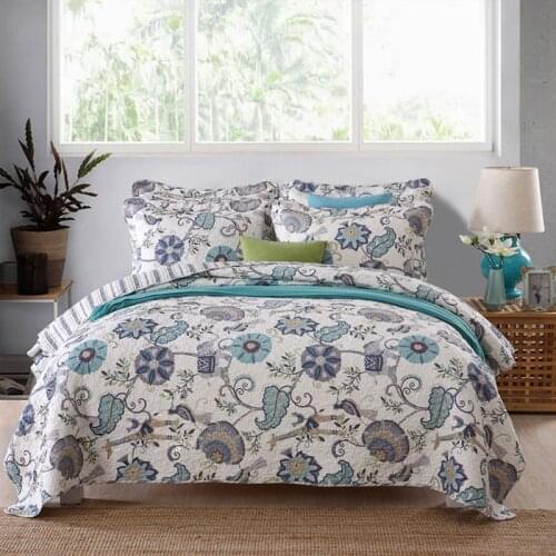 Quality Cotton Bedspread Quilt Set 3PCS Quilted bedding Washable Quilts Bed Covers Shams King Queen Size Coverlet a Blanket