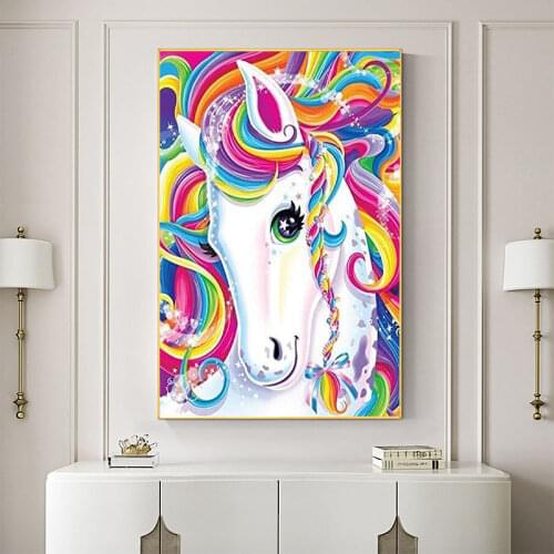 Cartoon Rainbow Unicorn Horse Animal DIY Painting By Numbers Package Oil Paints 40*50 Painting On Canvas Wall Drawing