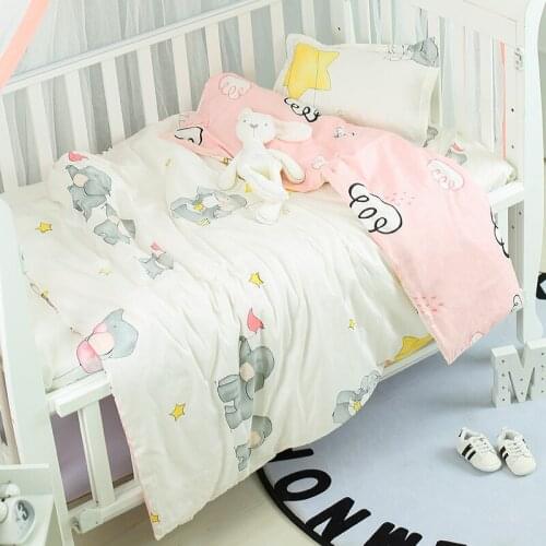 3Pcs Baby Bedding Set Cotton Cartoon Baby Bed Linen Infant Newborn Crib Duvet Cover Bed Flat Cot Sheet Pillowcase Baby Room Deco