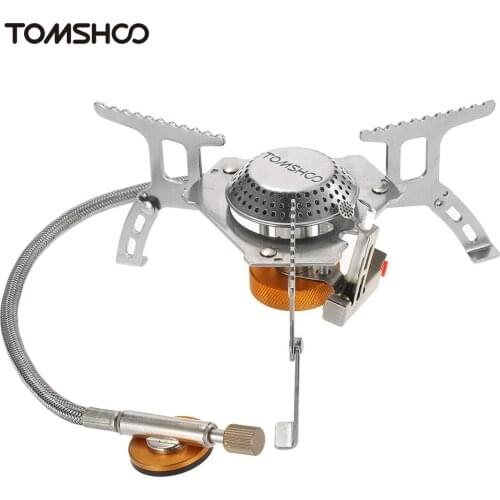 TOMSHOO Outdoor Camping Stove Kit Ultralight Compact Foldable Backpacking Windscreen Gas Cartridge Adapter Cookware Set
