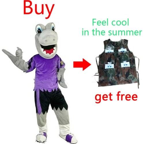 Gray Crocodile Mascot Fursuit Halloween Cosplay Party Fancy Dress-up Cartoon Costume Carnival Xmas Cosplay Costume