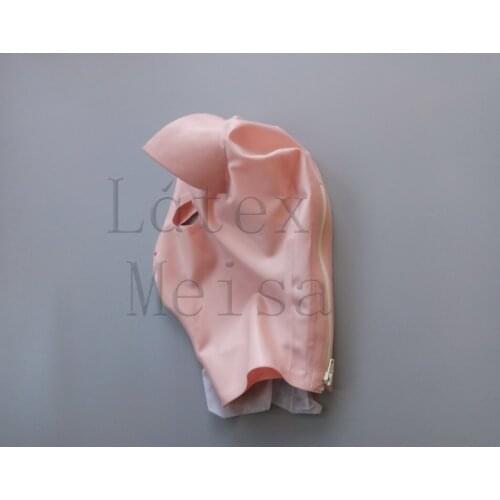 Animal cat design latex hoods Fetish open eyes and nostrils with back zip for women