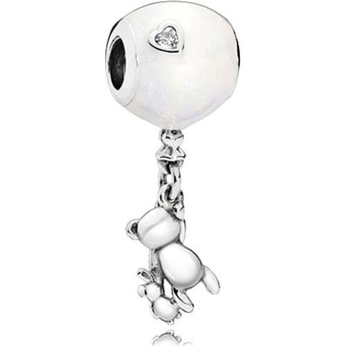 LByzHan Teddy And Balloon 925 Sterling Silver Charms Beads Fit Original Bracelet Pendant DIY Jewelry Making For Women CMC553