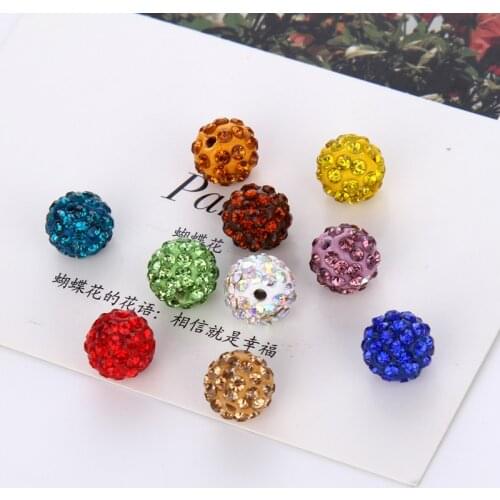 LNRRABC New Wholesale Charms Crystal Bead Jewelry Making Space Loose Beads 20Pcs 8/10mm Disco Round Ball For DIY Bracelet