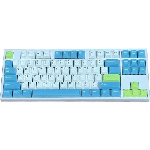 Green Blue White Keycaps For Cherry Mx Gateron Kailh Box TTC Switch Mechanical Keyboard 61 87 104 118 Cherry Profile PBT Key Cap
