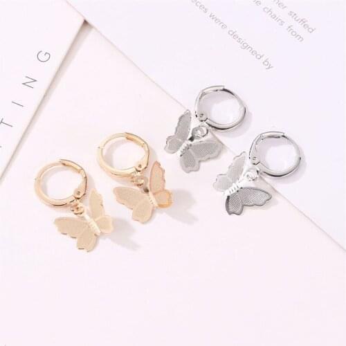 Minimalist gold hoop earrings fashion butterfly statement cute drop earings kawaii small hoop earring for women jewelry