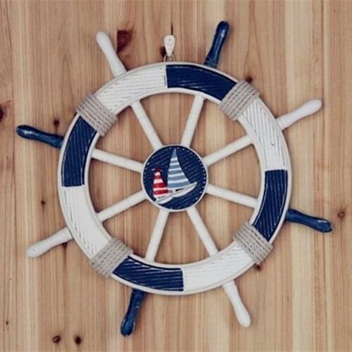 Manualidades Nautical Decor Mediterranean Style Decoration Bar Wall Hanging Marine/ Ship Rudder Large Wooden Helm Mural 45cm