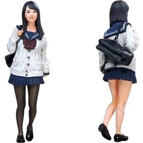 Unpainted Japanese Schoolgirl Resin Figure 1/20 Scale Model Kit Resin Colorless Self-Assembled Toy No.222