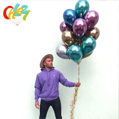 New 10pcs 12inch Metallic Latex Balloons Thick Pearly Metal Chrome Alloy Colors Photograph Wedding Birthday Party Decor Balloon