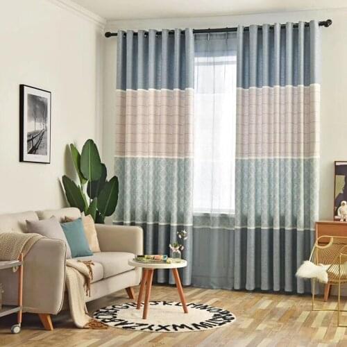 2021 New Chinese Style Burlap Printed Fabric Bedroom Living and Study Room, Modern Blackout Curtain Cloth Finished Curtains