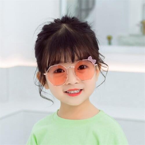 New Fashion Sunglasses for Girls Bow Metal Sun Glasses Kids Polygon Trend Glasses Childrens Outing Sunglasses Wholesale