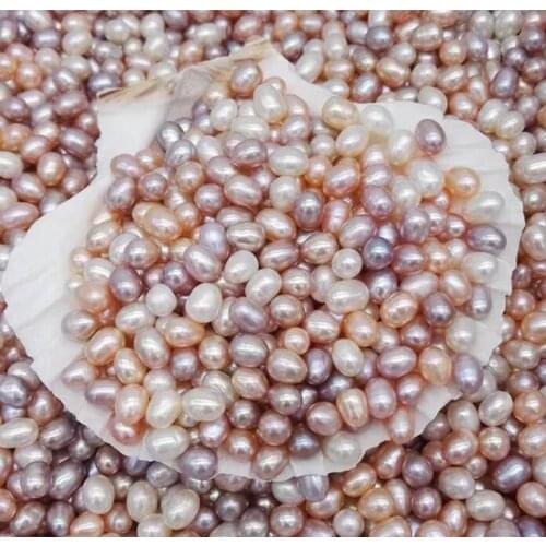 Bulk price 100pcs Natural Color Freshwater Oyster Pearl beads 6 -8MM Natural Color Rice Oval Pearls DIY Jewelry Beads Bag N102