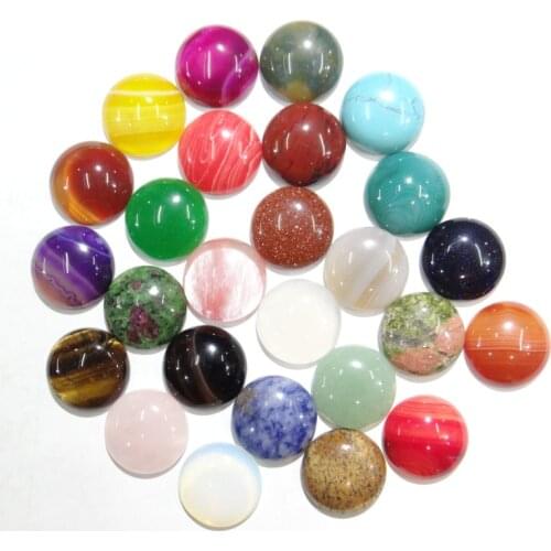 Wholesale 30pcs good quality Opal Blue sand stripe agates natural stone mixed round cabochon 20mm For DIY Making Jewelry